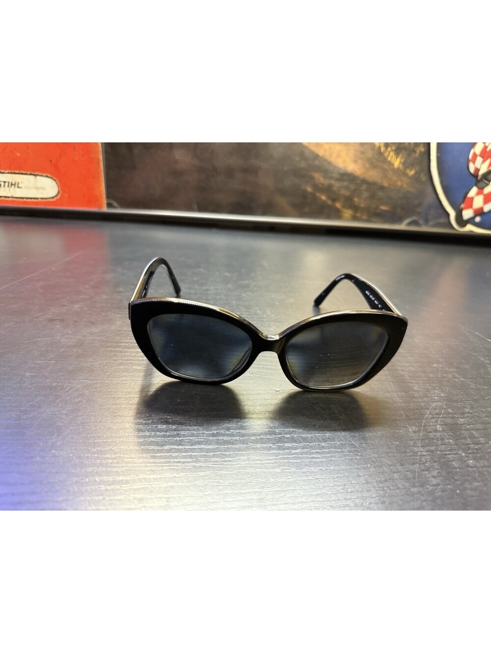 Bebe BB7203 Jet Black Oversized Cat Eye Sunglasses Floral Print Arms